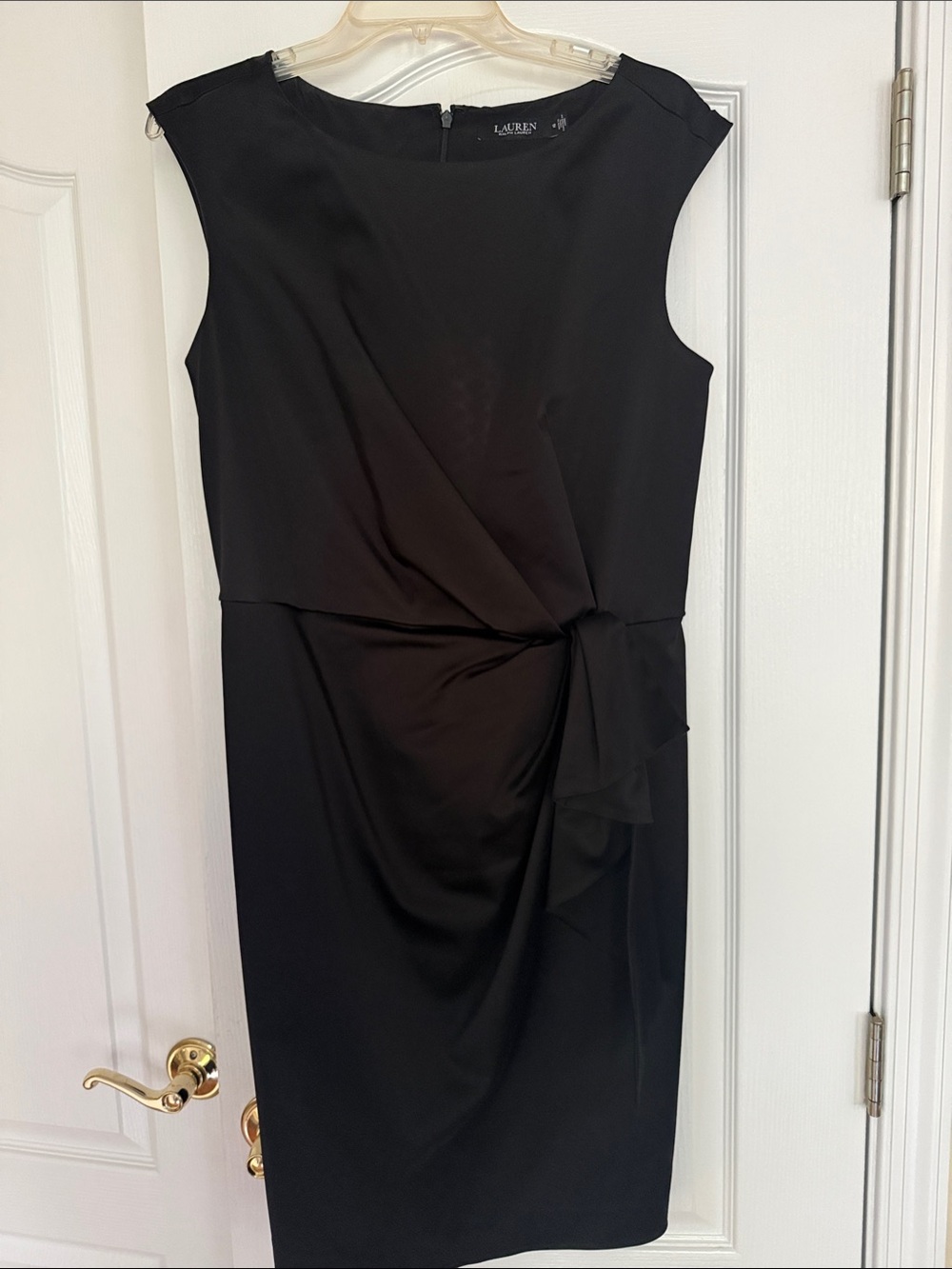 Lauren Ralph Lauren Black Cap-Sleeve Sheath Dress with Side Knot